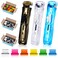 3 Pack Paper Clam Portable Handheld Paper Clip Dispenser with 50 Pcs Reusable Colorful and 124 Pcs Silver Clips 30 Sheet Capacity, Fast Paper Clipper for Desk Document Office Home