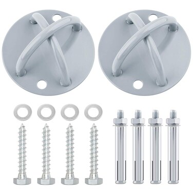 SUNMALL 2pcs Battle Rope Anchor Wall Mount for Suspension Straps, Yoga Swing Ceiling Mount Brackets for Gymnastic Rings,Olympic Rings,Hammock,Resistance Band, X-Mount Ceiling Hooks for Yoga Trapeze
