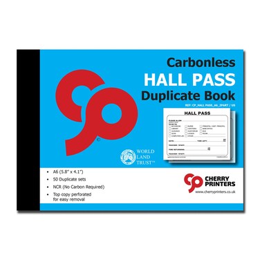 Cherry Hall Passes Book with Duplicate Carbon Copies / 50 (5.8 x 4.1 Inch) Passes per Book