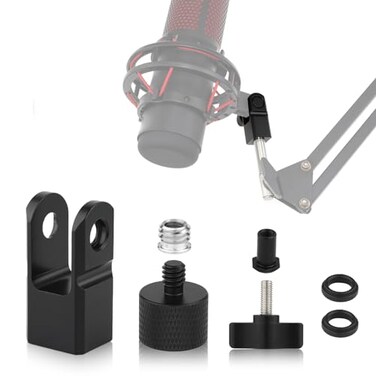 Microphone Mount Adapter for Hyperx Quadcast with 3/8" or 1/4" Screw Adapter, Works with HyperX QuadCast Microphone Stand &amp; Boom Arm Durable Replacement Accessory for Mic (Black)