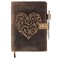 moonster Refillable Leather Journal Embossed Heart Shape Cover Design Journals with Pen &ndash; Milled A5 Leather Journal Lined Paper - Journals for Women &ndash; Leather Vintage Journal - 320 Pages