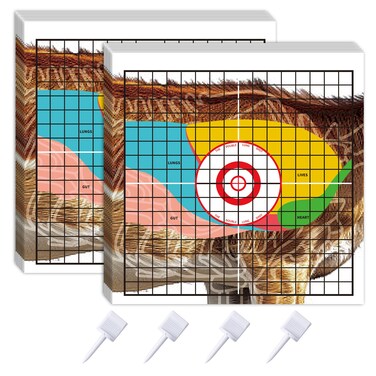 Tlswshsy 20 Pcs Animal Shooting Paper Target, 16''x16'' Hunting Deer Target with Target Pegs, Highly Visible Deer Vital Organ Shooting for Hunting Archery Practice Targets Holder