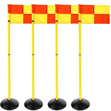 ASENVER 4.9FT Multifunction Football Agility Training Pole Field Warning Rod Corner Flag Pole with Base (Rubber Base, Pack of 4)