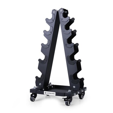 LIONSCOOL Premium Solid Steel Dumbbell Rack Stand Only, A-Frame Portable Weight Storage Organizer with Optional Tray and Wheels, Perfect for Home Gym Fitness Equipment Storage
