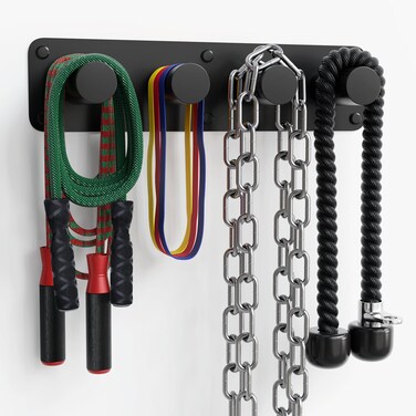 Lux Wall Mounted Home Gym Storage Rack Organizer - Durable Steel Gym Hooks - Powder Coat - All Hardware - Easy Install Gym Organization for Home Gym Equipment [21&rdquo; L x 5.25&rdquo; W x 5&rdquo; D] - Black