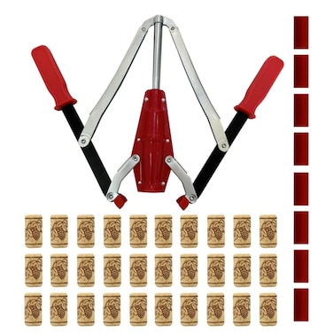 WENNING Manual Wine Bottle Double Lever Hand Corker Wine Corker with 30 count Wine Corks for Home Brewing