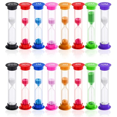 WSSROGY 16 Pack Colorful Hourglass Sand Timer Set for Kids, 20Sec 30Sec 1Min 2Min 3Min 4Min 5Min 10Min for Kids Toothbrush Games Classroom Home