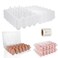 Oungy 36 PCS Plastic Egg Cartons Cheap Bulk 24 Count Clear Blank Egg Cartons with Free Labels Holds up to 24 Eggs Securely Reusable Egg Carton for Family Pasture Chicken Farm Market Display, 4x6 Grids