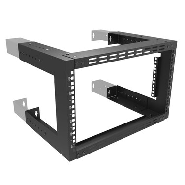 JINGCHENGMEI 6U Wall Mount Rack- 19 Inch Vented Server Rack Open Frame Bracket for AV, IT, Networking Equipments 13"-18" Adjustable Depth Black (6UVented)