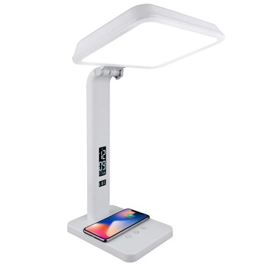 TheraLite Aura Qi Light Therapy Sun Lamp, UV Free, 10,000 LUX Light Therapy Lamp, Includes Alarm Clock, Phone Charger, USB Port, White Light