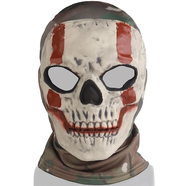 Disratw Balaclava Ghost Skull Full Face Mask with PC Goggles for Cosplay Party Halloween Outdoor Paintball CS Gear Cycling (MC-R)
