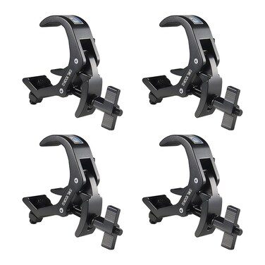 Truss Clamp Stage Light Clamp, 4PCS GZhuoNan Professional 38-60 mm Aluminium Black Light Clamps with TUV Certified, Heavy Duty 220LB Lighting Clamps, Fit for 1.5-2.4 Inch OD Tube/Pipe