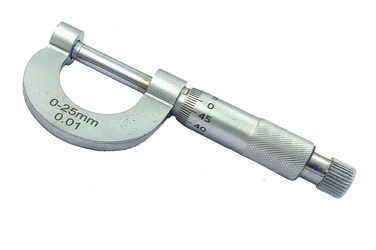 Economical Outside Micrometer, Chrome Plated Finish, Ratchet Stop, 0-25 mm Range