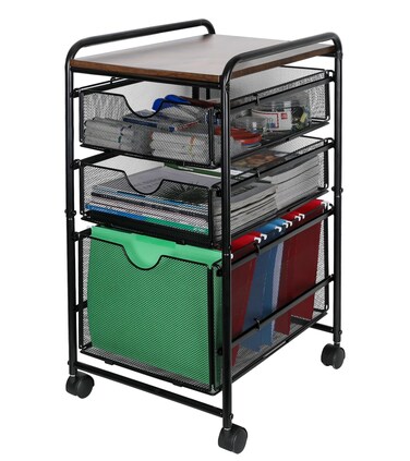 Solinxe 3-Drawer Rolling Storage Cart 4 Tier Rolling Utility Cart on Wheels for Office Home Coffee Bar, Book Art Craft Trolley Organizer, Black