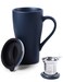 ARRADEN Tea Cup with Infuser and 2 Lids, 18oz Large Tea Infuser Mug, Tea Strainer Cup for Loose Tea, Travel Mug with Tea Bag Holder (Royal Blue)