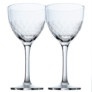 Amehla "Hive Glass Honeycomb Nick &amp; Nora Cocktail Glasses, 5oz Coupe Martini, Manhattan, Bee's Knees Craft Cocktails Glass (Pack of 2)