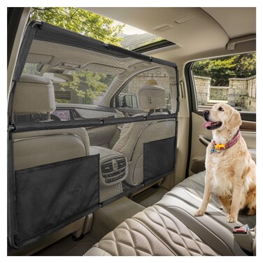Farafox Dog Barrier for Car,50" Wide Dog Car Barrier for Trucks SUV Sedans Pet Mesh Restraint Car Backseat,Backseat Divider Crossover Front Car Travel Back Seat Barricade Partition