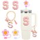 Stanley Cup Accessories, 5PCS Tumbler Initials Decorations for Stanley, Straw Toppers for Stanley Cup Straw Cover Cap, Cute Letter Charms for Stanley 40 oz 30 oz Tumbler, Sticker (S)