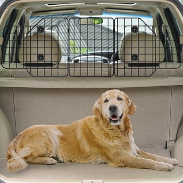 PINPON Dog Car Barrier for SUV, Vehicles, Cars, &amp; Trucks, Adjustable Dog Car Divider for Universal Fit, Heavy-Duty Wire Mesh Pet Divider Cargo Area for Safety Driving and Travel