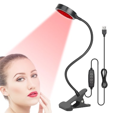 GREENIC Led Red Light Therapy Lamp, 660nm 850nm Small Portable USB Near Infrared Light Device at Home with Gooseneck and Clamp for Face, Body, Neck, Skin, Feet, Knee, Hands, Back, Shoulder, Legs