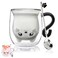 Black Cat Mug Cute Mug with Handle Double Walled Coffee Mug Kawaii Cat Presents for Women Glass Mugs Tea Cup Cute Birthday Gifts Mug for Cat Lovers Ideas Halloween Christmas