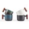 CLASGLAZ 2.5oz Ceramic Espresso Cups with Wooden Handle, Small Coffee Cups Double Shot Espresso Cups Set of 4
