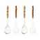 Uniturcky Serving Spoon and Fork Set, 304 Stainless Steel Serving Utensils with Natural Bamboo Handle, 10" Long Handle Serving Set for Kitchen Party Buffet, 4 Pieces / 2 of Each