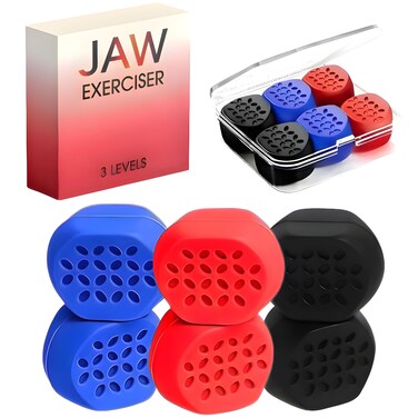 OasisR Jaw Exerciser for Men &amp; Women, 3 Levels Silicone Jawline Exerciser, Jaw Trainer &amp; Jaw Strengthener for All Level Users, 6 Pcs Powerful Jawline Trainer &amp; Jawline Shaper