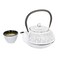 Restaurantware Tetsubin 30 Ounce Japanese Teapot 1 Enamel Coated Japanese Tea Kettle - Cherry Blossom Design Includes Mesh Strainer White Cast Iron Primitive Tea Kettle For Teabags And Loose Leaf Tea