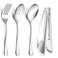 E-far Large Serving Utensils Set of 8, Stainless Steel 9.8 Inch Serving Spoons Slotted Spoon, 9.9 Inch Serving Fork, 9.4 Inch Serving Tong for Buffet Catering Banquet, Mirror Finish &amp; Dishwasher Safe