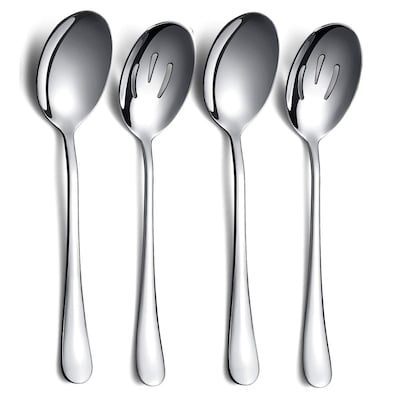 Kyraton 4-Piece Stainless Steel Serving Utensil Set - 2 Serving Spoons and 2 Slotted Spoons