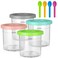 HOTUT Creami Pint Containers for Ninja Creami Pints and Lids - 4 Pack Ninja Creami Deluxe Pints,16oz Ice Cream Containers Compatible with NC301 NC300 NC299AMZ NC290 Ice Cream Maker, Airtight BPA-Free
