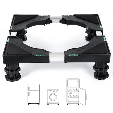 Nefish Mini Fridge Stand Universal Stand Base Adjustable Refrigerator Stand with 4 Strong Feet Washing Machine Pedestal Multi-Functional Base for Dryer (Black)