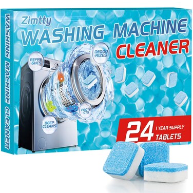Zimtty Washing Machine Cleaner Tablets, Deep Washer Machine Cleaner Tablets for HE Front Load and Top Load Washers, Suitable for All Washer Machines (24 pack)