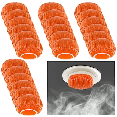 Tessco 24 Pieces Smoke Detector Fire Alarm Dust Cover Paint Cover Thicken Elastic Smoke Detector Cover Stretch Plastic Fire Alarm Cover During Cooking or Baking, Orange