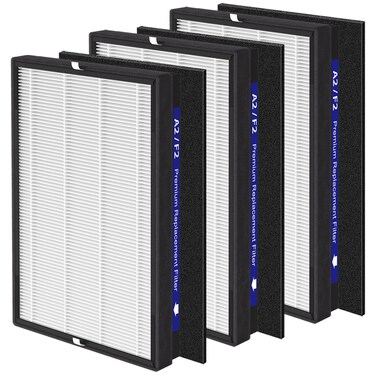 3 Pack A2 F2 True HEPA Replacement Filter Compatible with 3M Filtrete Room Purifier Models FAP-C02-A2, FAP-C03-A2, FAP-T03-A2, FAP-C02WA-G2, FAP-C03BA-G2, FAP-T03BA-G2, FAP-SC02N, Part # 1150101