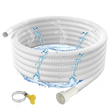 UCandy 6.5 ft Universal Dehumidifier Drain Hose, Flexible Dishwasher Washing Machine Drain Hose with Rubber Adapter and Connect Clamp, Hose Replacement for Most of Dehumidifiers, Air Conditioners