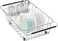 Fanbsy Large Dish Drainer Rack in Sink Adjustable, Expandable 304 Stainless Steel Metal Dish Drying Rack Organizer with Stainless Steel Utensil Holder Over Inside Sink Counter, Rustproof