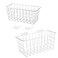 Hanging Kitchen Baskets Adhesive Sturdy Wire Storage Baskets with Kitchen Food Pantry Bathroom Shelf Storage No Drilling Wall Mounted,White,2 Pack