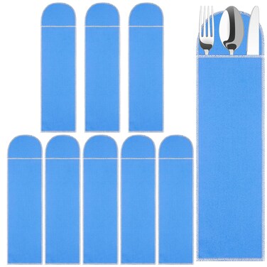 Silver Storage Bags Flatware Storage Blue Silver Flatware Storage Silverware Box Storage for Silver Tarnish Proof Silverware Cloth Storage Flatware Bags for Teaspoon Utensils Flatware (8 Pieces)