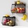 Goozii Black Kitchen Wall Hanging Storage Basket Set of 2, Rustic Stackable Kitchen Counter Fruit Organizer, Wire Baskets Container for Veggie, Garlic, Produce, Onion and Potato (Black Shelf)