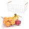 HDYOUDO Metal Wire Food Storage Basket Organizer with Wooden Handles for Organizing Kitchen Cabinets, 2 Packs-White