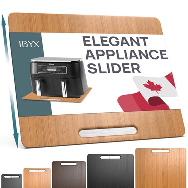 Ibyx Elegant Sliding Tray for Your Coffee Maker &amp; Heavy Kitchen Appliances - Sturdy, Slides Easily from Under The Cabinet (Natural, Large - Wide (16" X 13"))