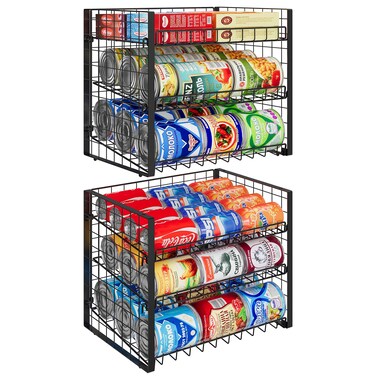 JKsmart 3-Tier Stackable Can Rack Organizer for Pantry, Adjustable Can Storage Holder for Various Ounces of Canned food Soda Drinks, Can Dispenser for Kitchen Cupboard Cabinet, 2 Pack