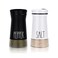 Black Salt and Pepper Shakers with Adjustable Pour Holes, Farmhouse Glass Salt Shaker with Stainless Steel Lids, Refillable Shaker by Aelga, Ideal for Himalayan, Kosher and Black Pepper