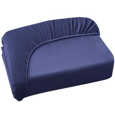 Twin Fitted Sheet Soft Twin Size Fitted Sheets for Kids Up to 14 Inches Deep Procket, Single Size Bed Mattress Sheets Stretchable and Breathable Jersey Knit Cover, Bottom Sheet Only, Navy