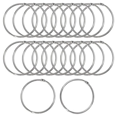 uxcell 20 Pack Metal Curtain 2.5 Inch Snap Joint Drape Ring Loops for Bathroom Curtain Rods Plating Finish, Silver Tone