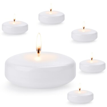 3 inch White Floating Candles for Centerpieces, 12Pack Dripless Wax Burning Candles, Long Burning and Smokeless Candle for Wedding, Birthday, Pool, Holiday &amp; Home Decoration Unscented