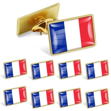 12/Pack Official FR France Flag Pins Bulk - Metal French National Lapel Pin