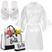 Bunnycool 4 Pcs Bridal Shower Gift Set Include Bride Robes Bride Slippers Canvas Tote Bag Makeup Bag for Bride Wedding Party (Size 8.5-9.5)